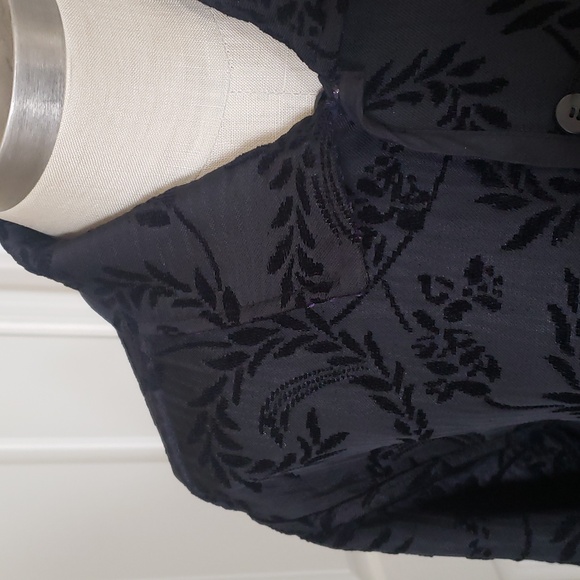 COLDWATER CREEK Black Purple Silver Velvet Jacquard Blazer Jacket Reversible - Picture 9 of 14